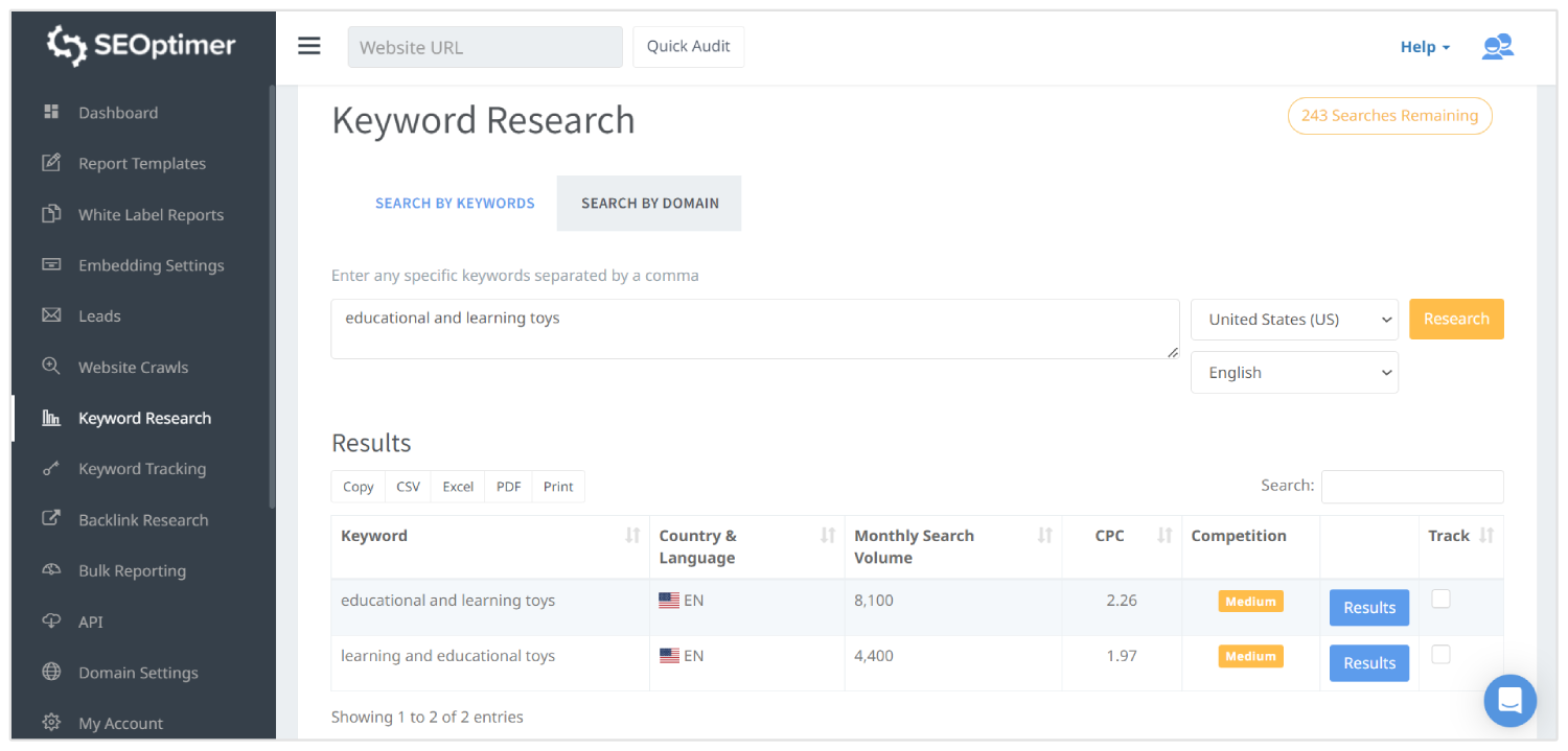 keyword research tools